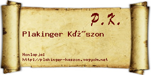 Plakinger Kászon névjegykártya